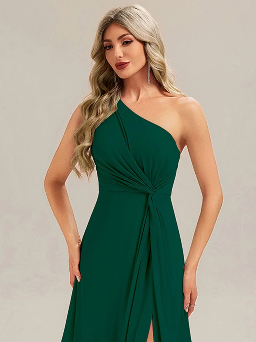 ever ANIKA|Designer Twist Front One Shoulder Maxi Bridesmaid Dress - Image 20