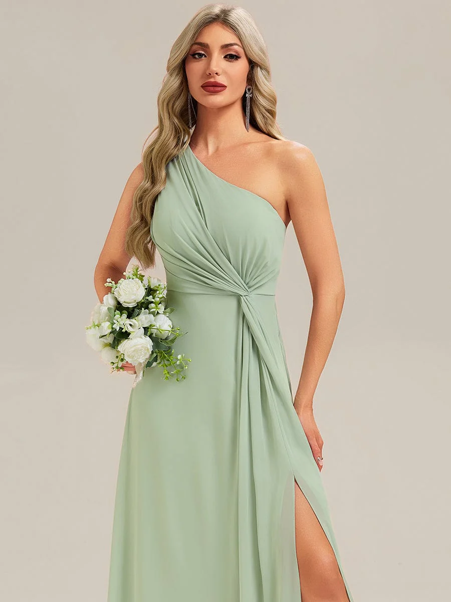 ever ANIKA|Designer Twist Front One Shoulder Maxi Bridesmaid Dress - Image 3