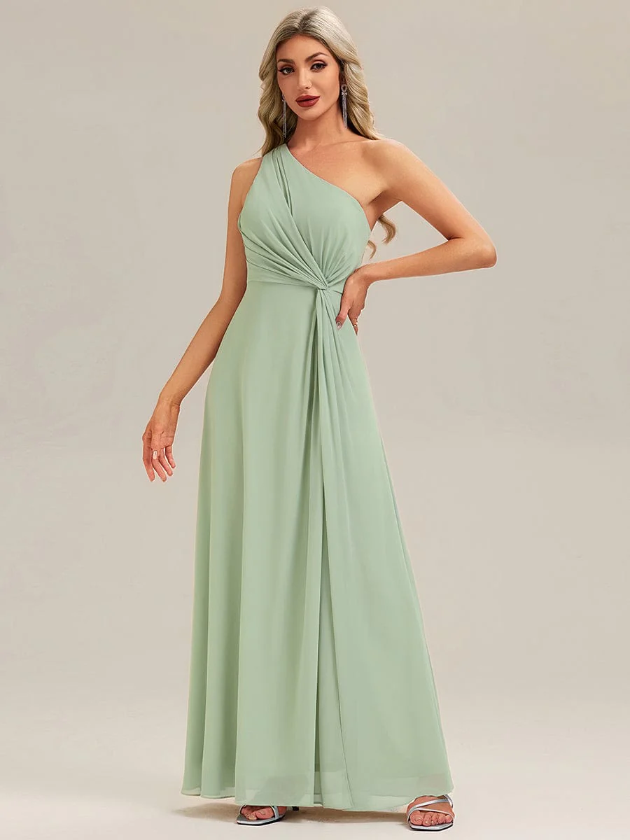 ever ANIKA|Designer Twist Front One Shoulder Maxi Bridesmaid Dress - Image 5