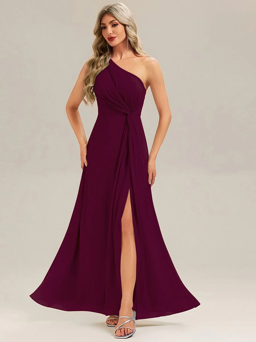 ever ANIKA|Designer Twist Front One Shoulder Maxi Bridesmaid Dress - Image 6