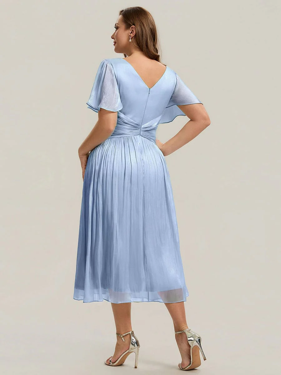 Gathered Sea-island Filament Fabircs Ruffle Sleeve Dress - Image 10
