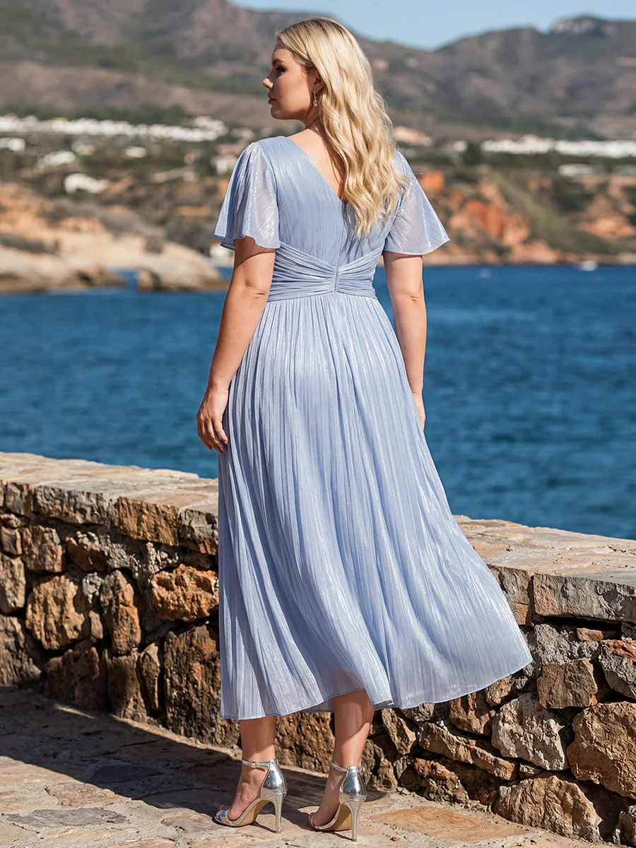 Gathered Sea-island Filament Fabircs Ruffle Sleeve Dress - Image 12