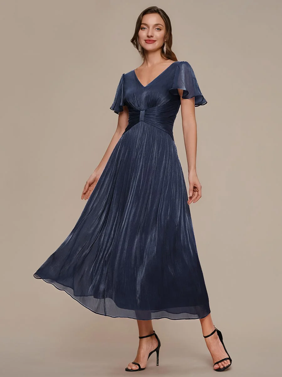 Gathered Sea-island Filament Fabircs Ruffle Sleeve Dress - Image 13