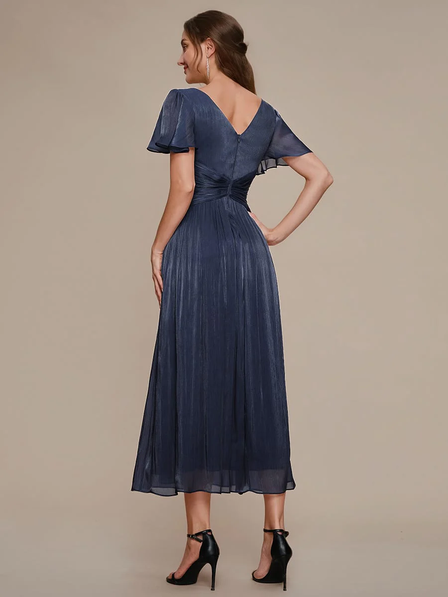 Gathered Sea-island Filament Fabircs Ruffle Sleeve Dress - Image 14
