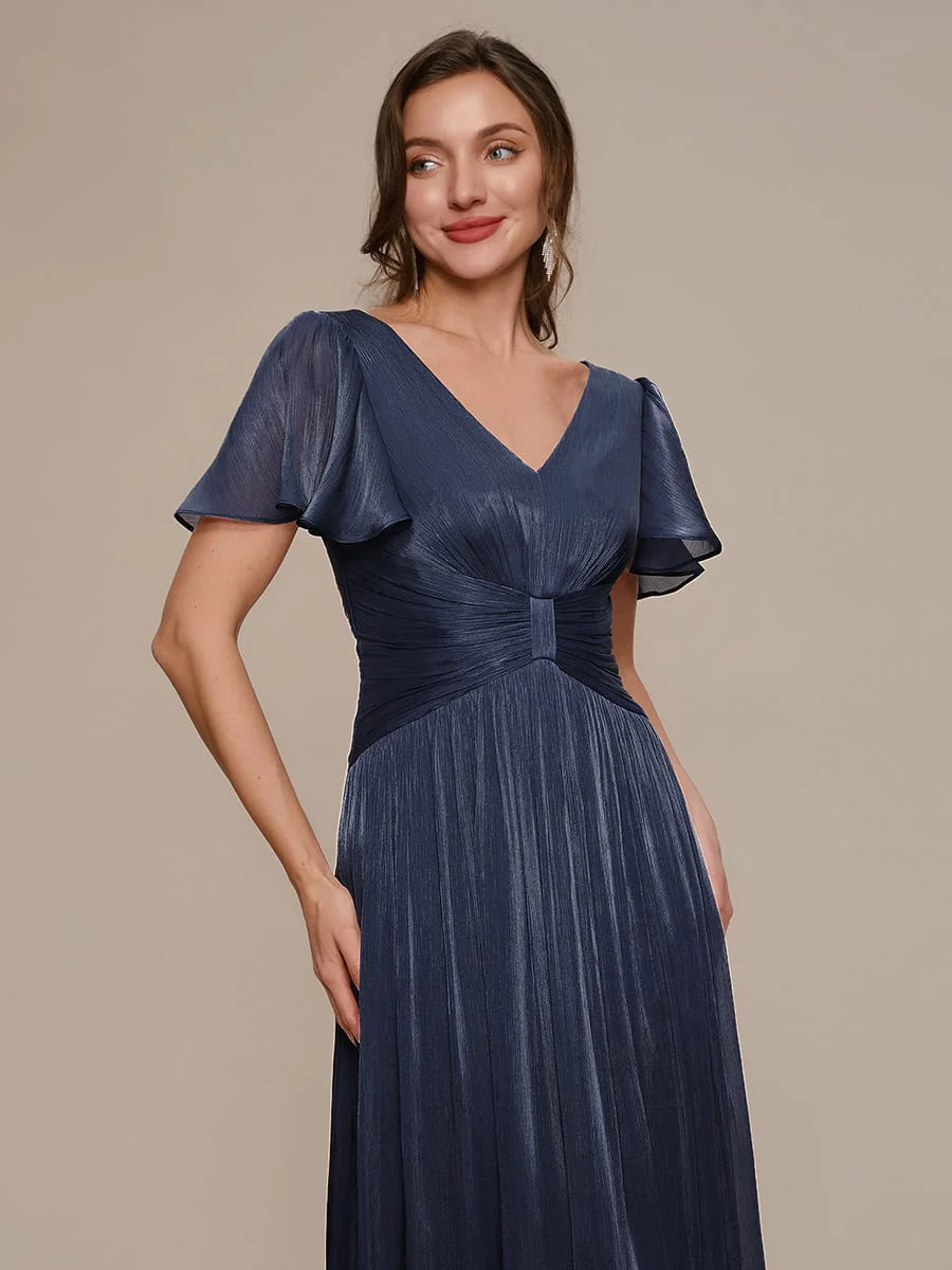 Gathered Sea-island Filament Fabircs Ruffle Sleeve Dress - Image 17