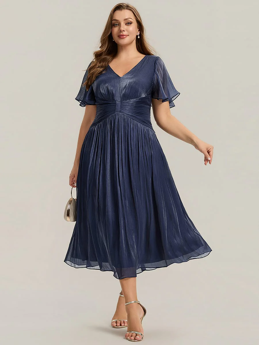Gathered Sea-island Filament Fabircs Ruffle Sleeve Dress - Image 22