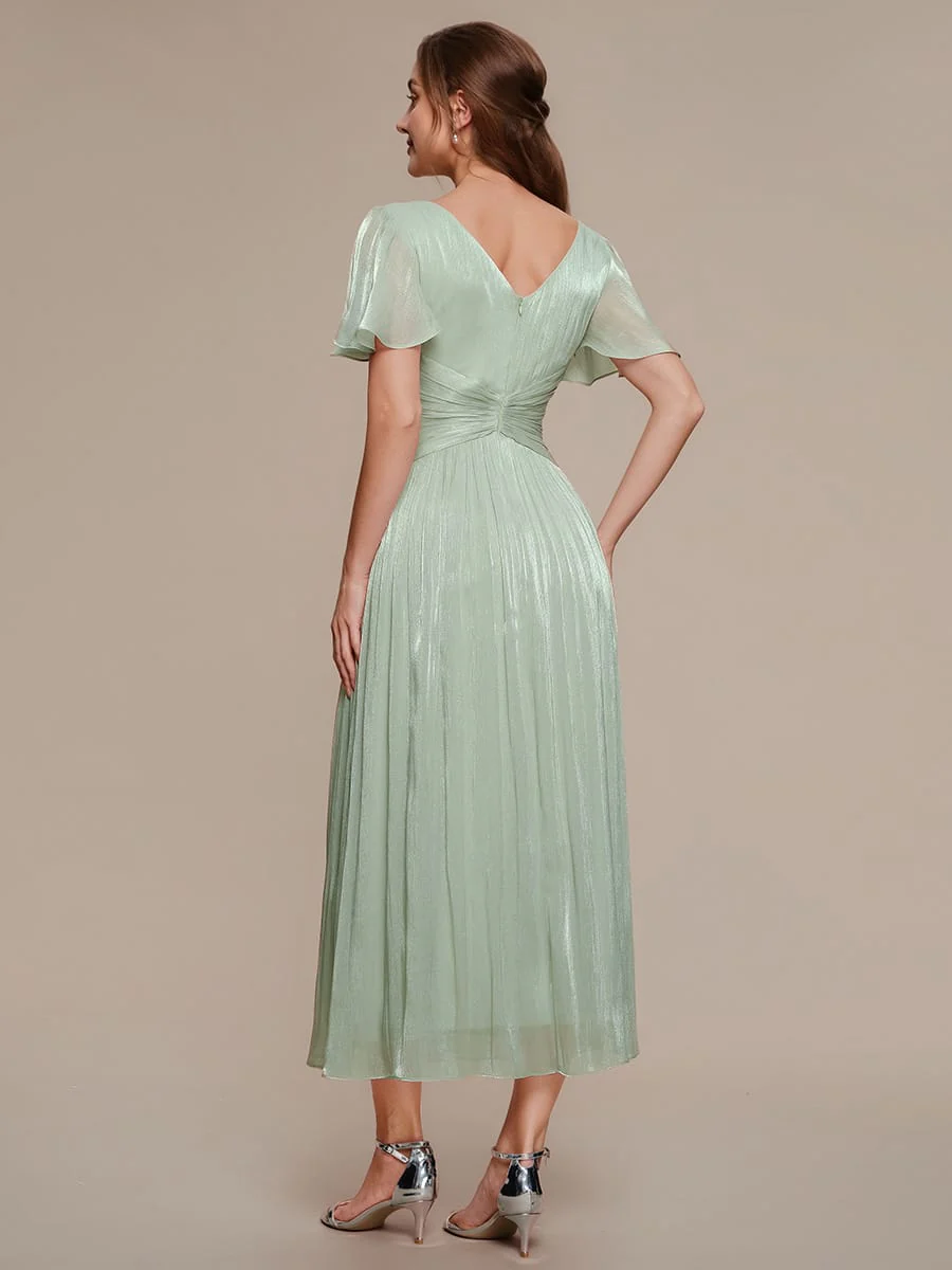 Gathered Sea-island Filament Fabircs Ruffle Sleeve Dress - Image 24