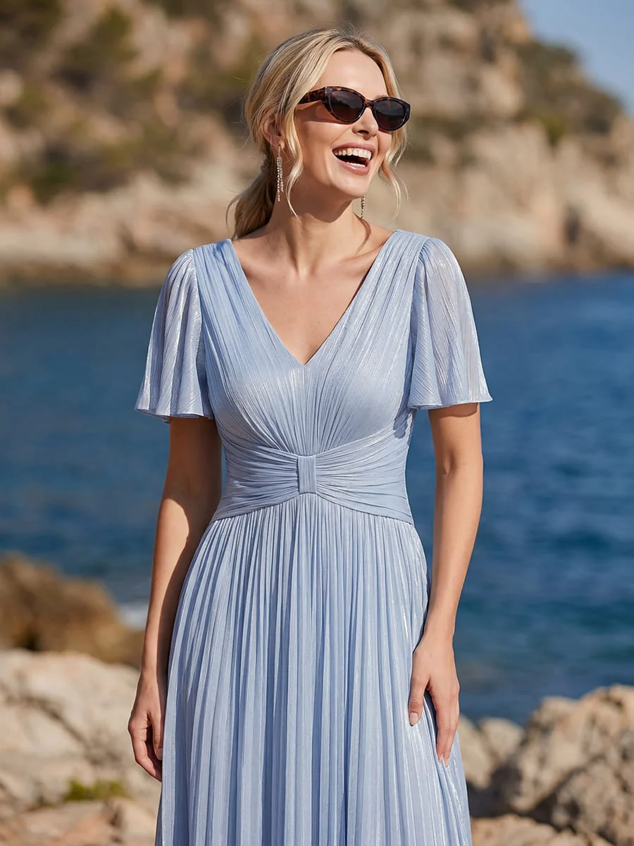 Gathered Sea-island Filament Fabircs Ruffle Sleeve Dress - Image 3
