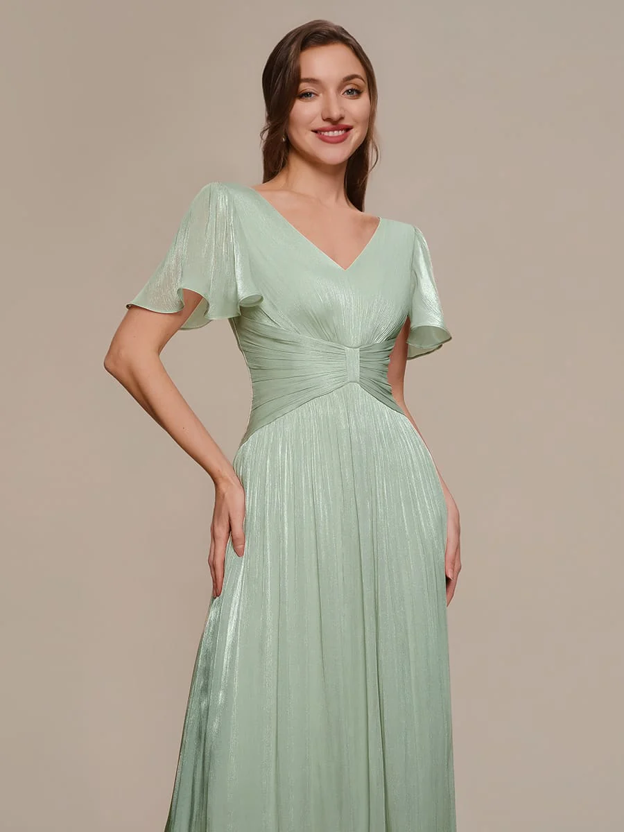 Gathered Sea-island Filament Fabircs Ruffle Sleeve Dress - Image 30