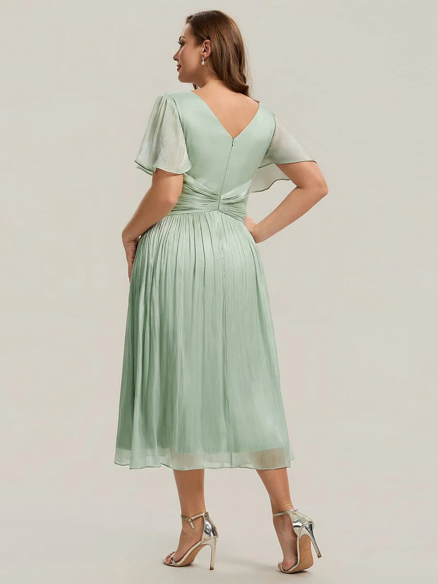 Gathered Sea-island Filament Fabircs Ruffle Sleeve Dress - Image 32