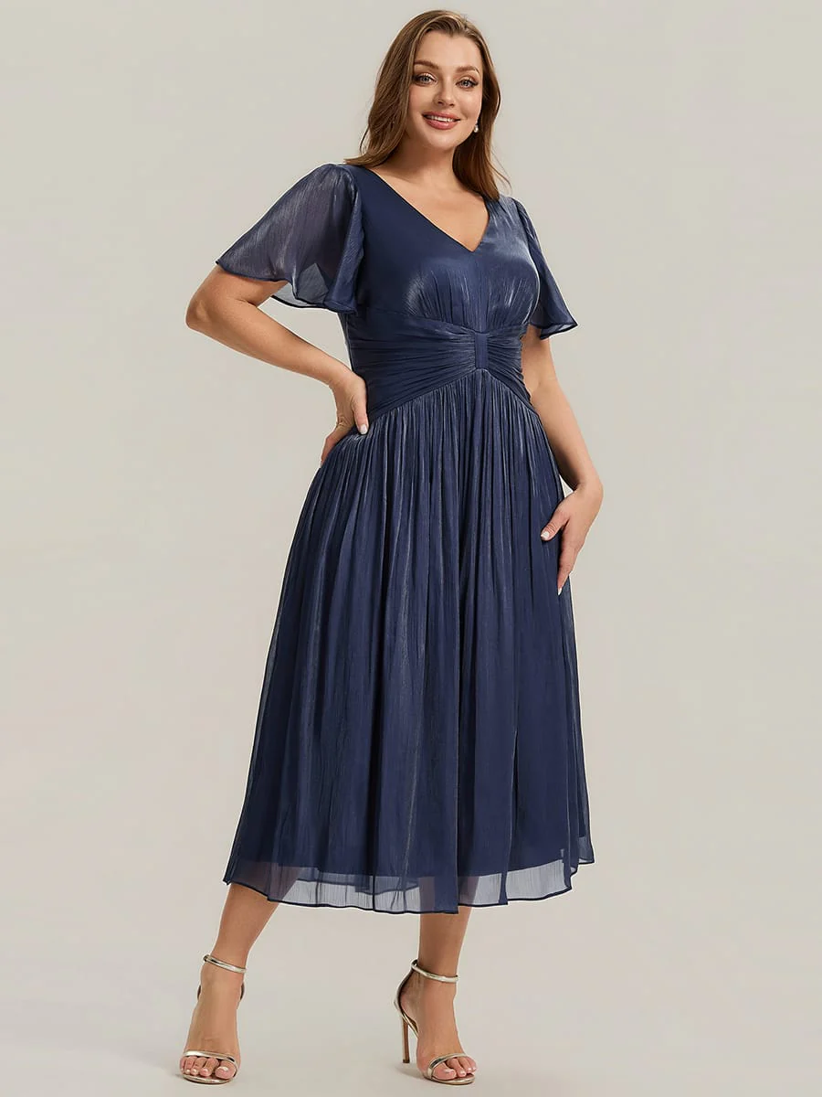 Gathered Sea-island Filament Fabircs Ruffle Sleeve Dress - Image 33