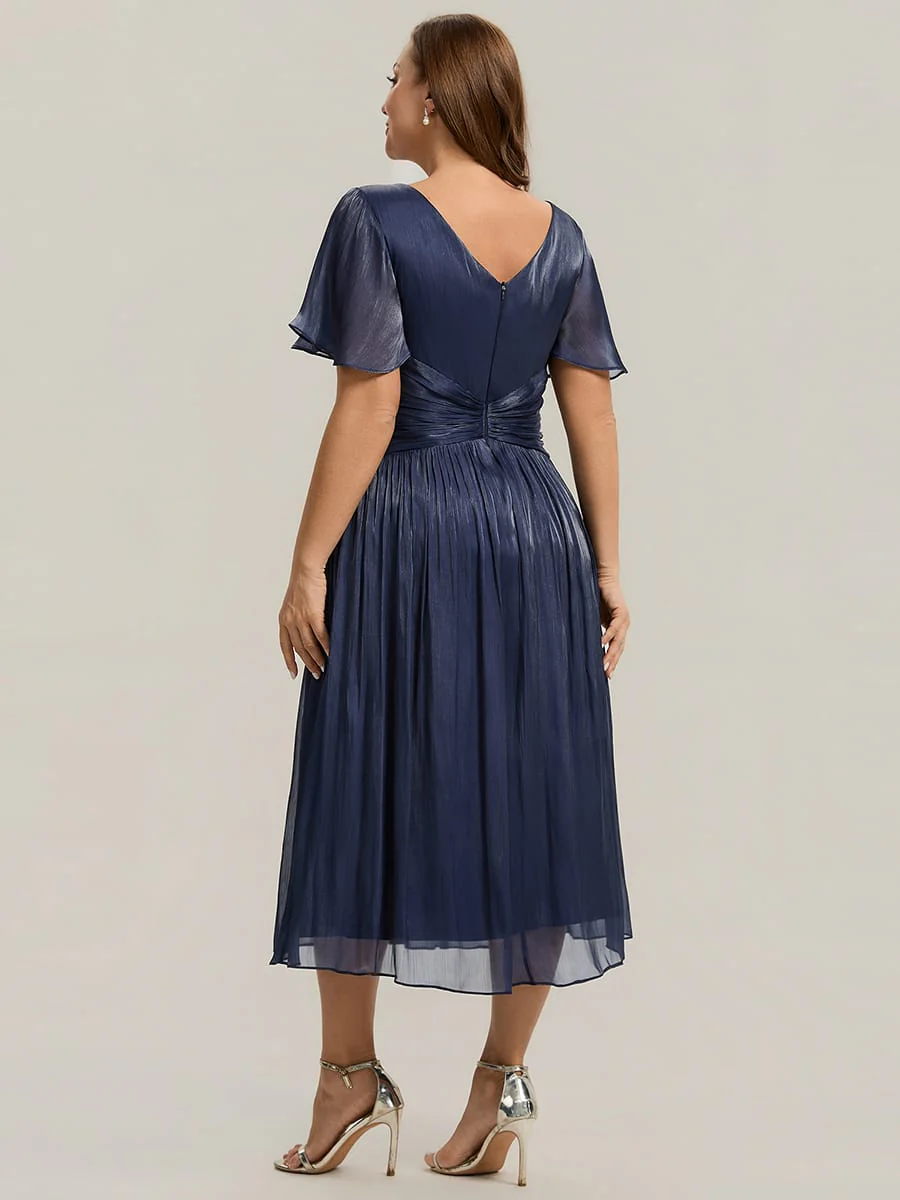 Gathered Sea-island Filament Fabircs Ruffle Sleeve Dress - Image 35