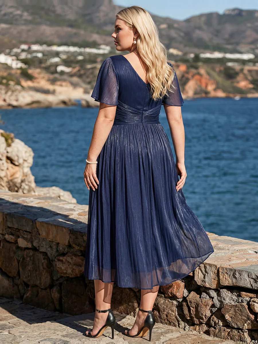 Gathered Sea-island Filament Fabircs Ruffle Sleeve Dress - Image 38