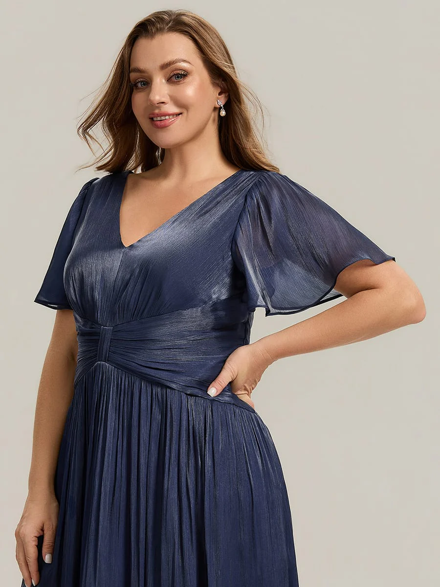 Gathered Sea-island Filament Fabircs Ruffle Sleeve Dress - Image 39