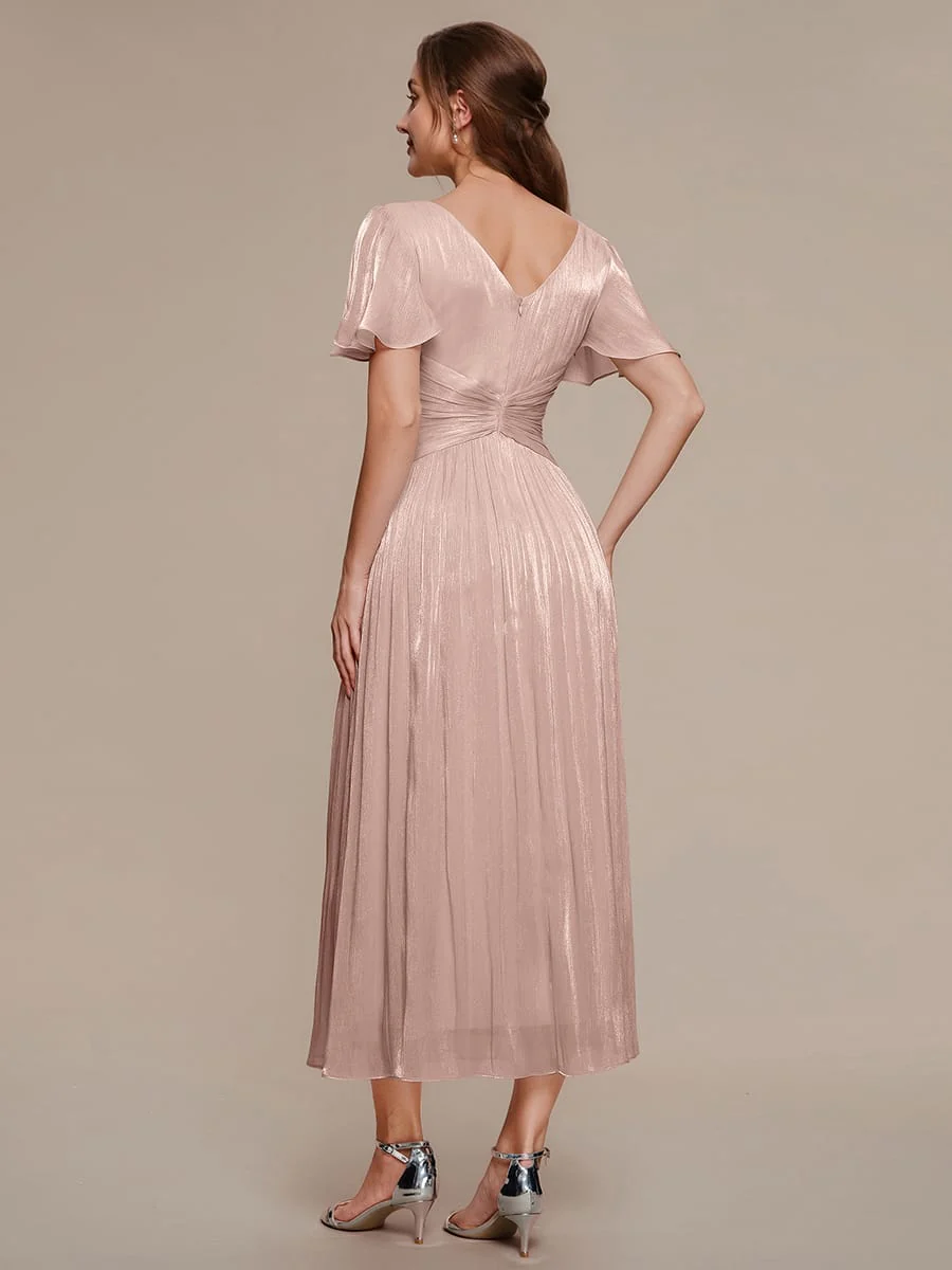 Gathered Sea-island Filament Fabircs Ruffle Sleeve Dress - Image 43