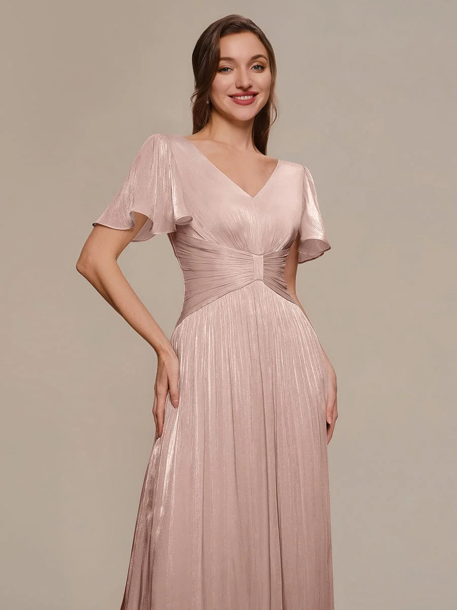 Gathered Sea-island Filament Fabircs Ruffle Sleeve Dress - Image 46