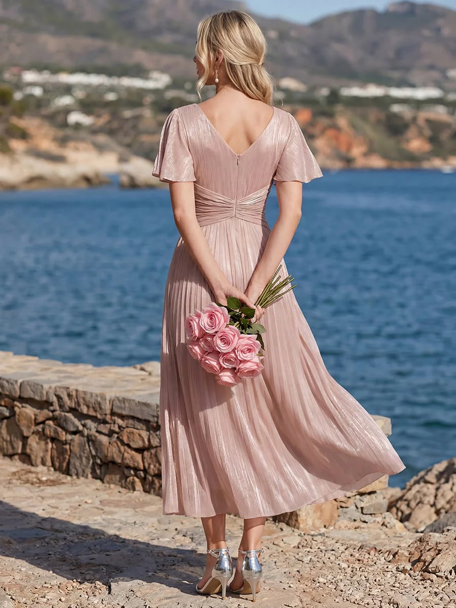 Gathered Sea-island Filament Fabircs Ruffle Sleeve Dress - Image 48