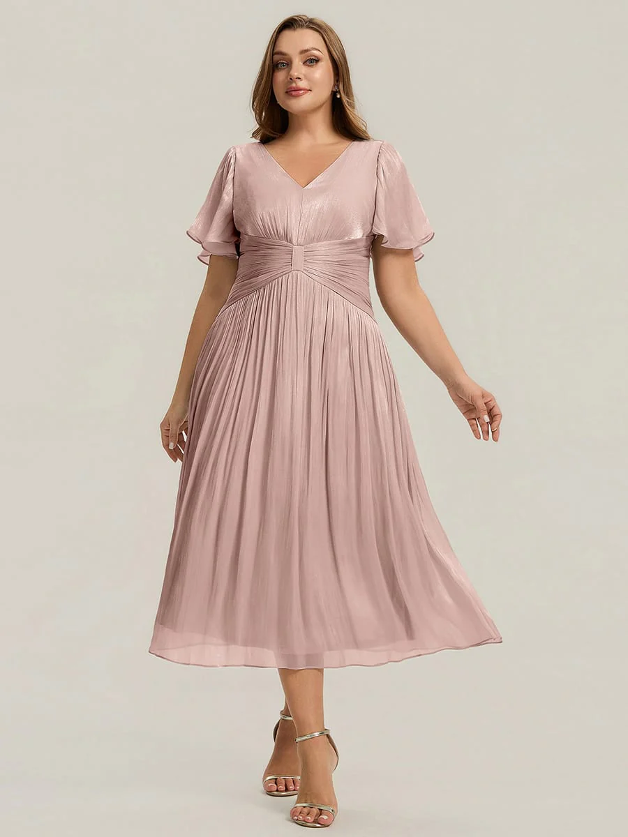 Gathered Sea-island Filament Fabircs Ruffle Sleeve Dress - Image 53