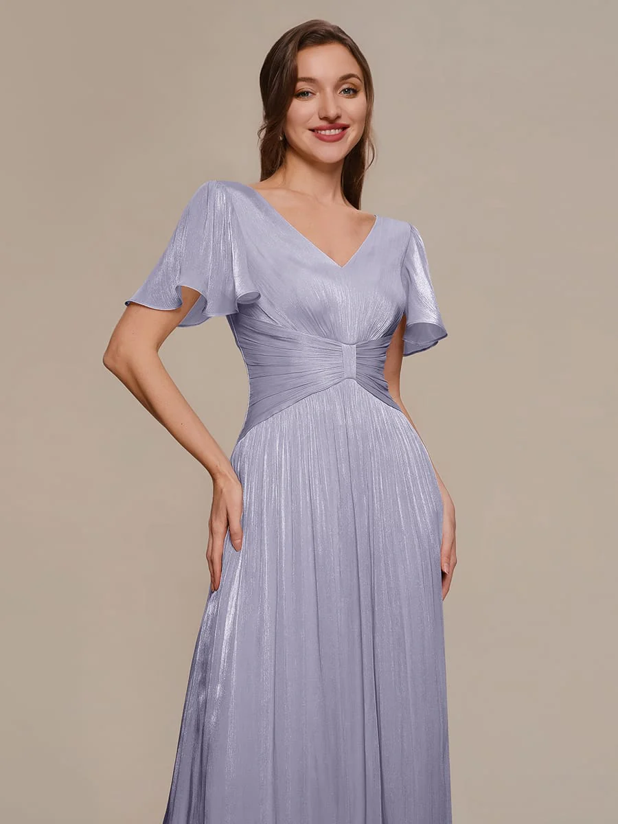 Gathered Sea-island Filament Fabircs Ruffle Sleeve Dress - Image 58
