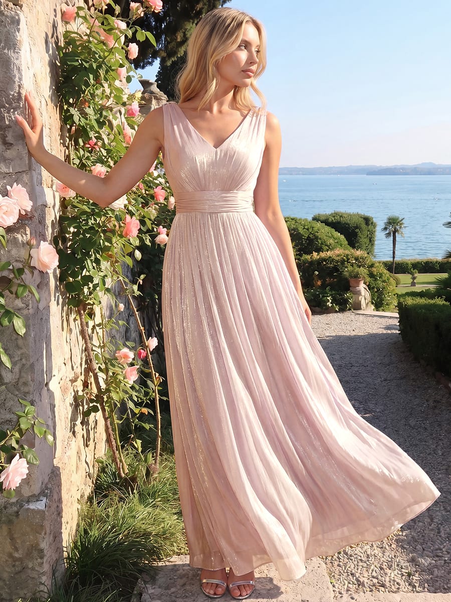Gathered Sea-island filament fabircs Sleeveless Dress - Image 43