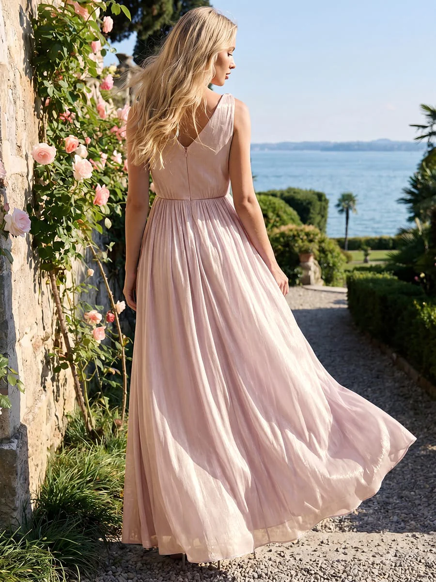Gathered Sea-island filament fabircs Sleeveless Dress - Image 44