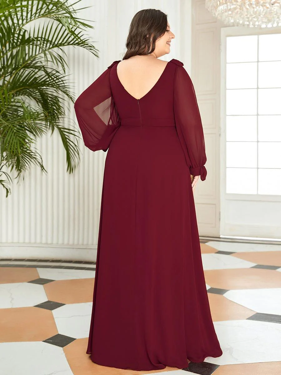 ever IVORY|Gentle Split Low Back Thigh Slit Long Sleeve Wedding Guest Dress - Image 18