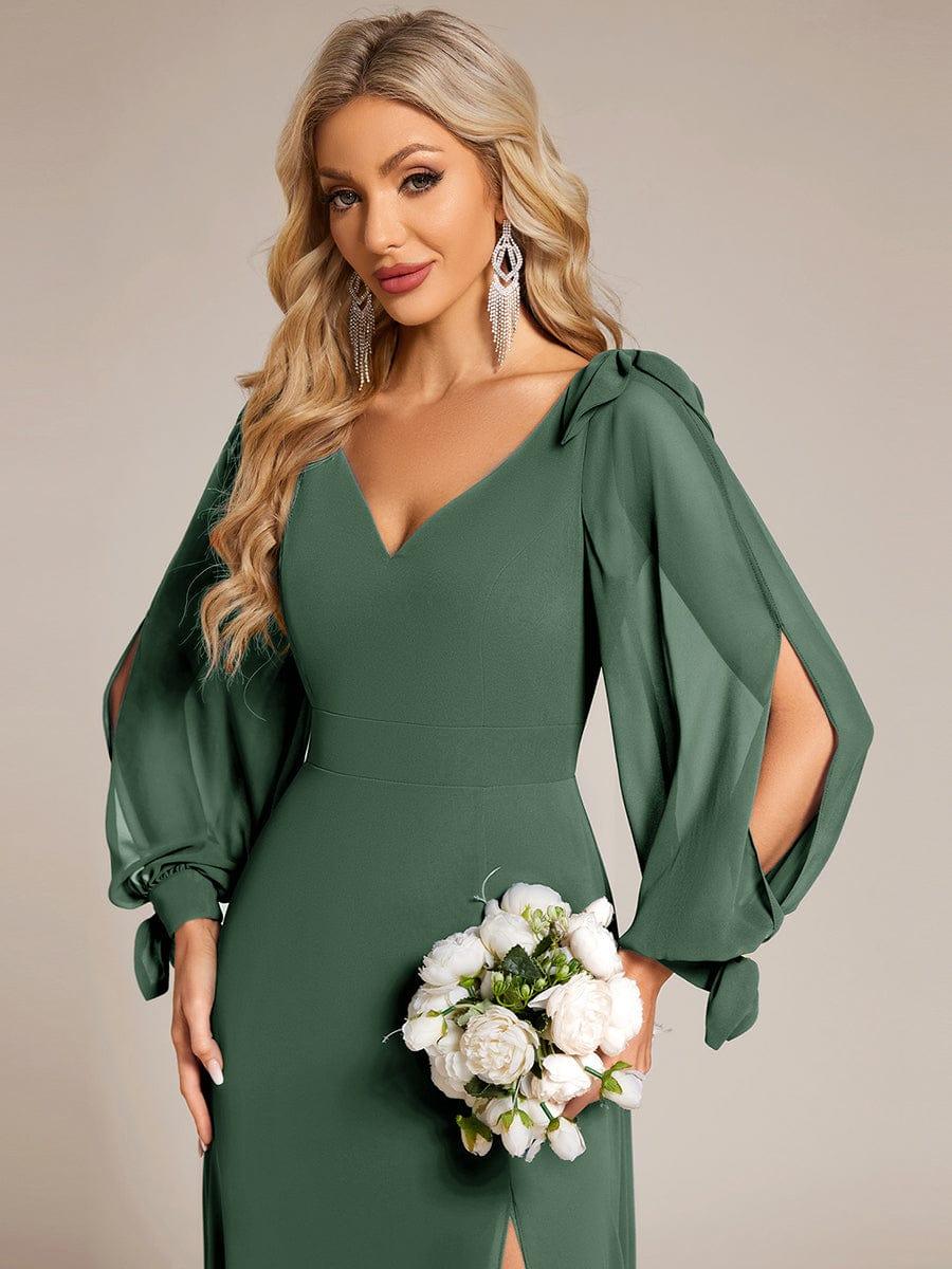 ever IVORY|Gentle Split Sleeve Low Back Thigh Slit Bridesmaid Dress - Image 111