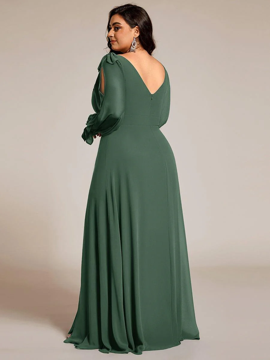 ever IVORY|Gentle Split Sleeve Low Back Thigh Slit Bridesmaid Dress - Image 115