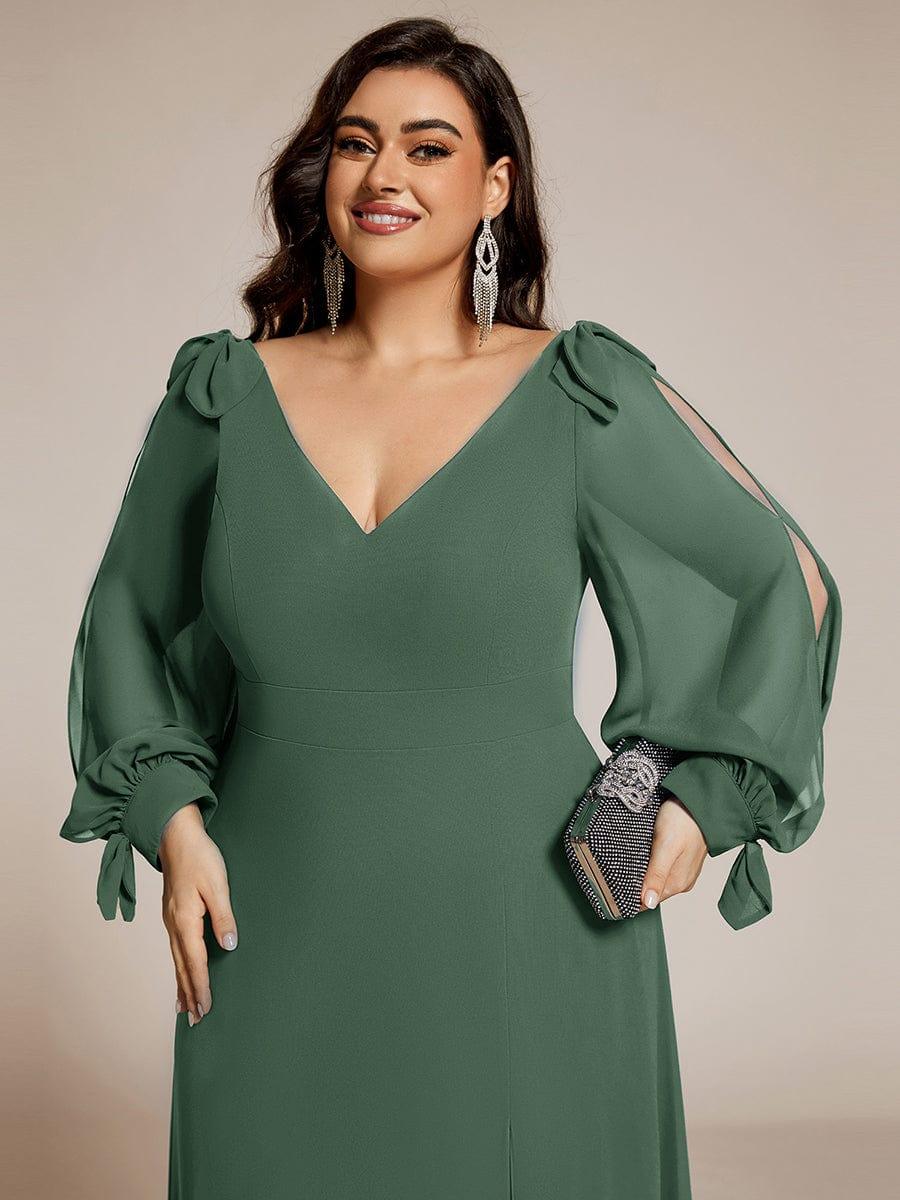ever IVORY|Gentle Split Sleeve Low Back Thigh Slit Bridesmaid Dress - Image 116