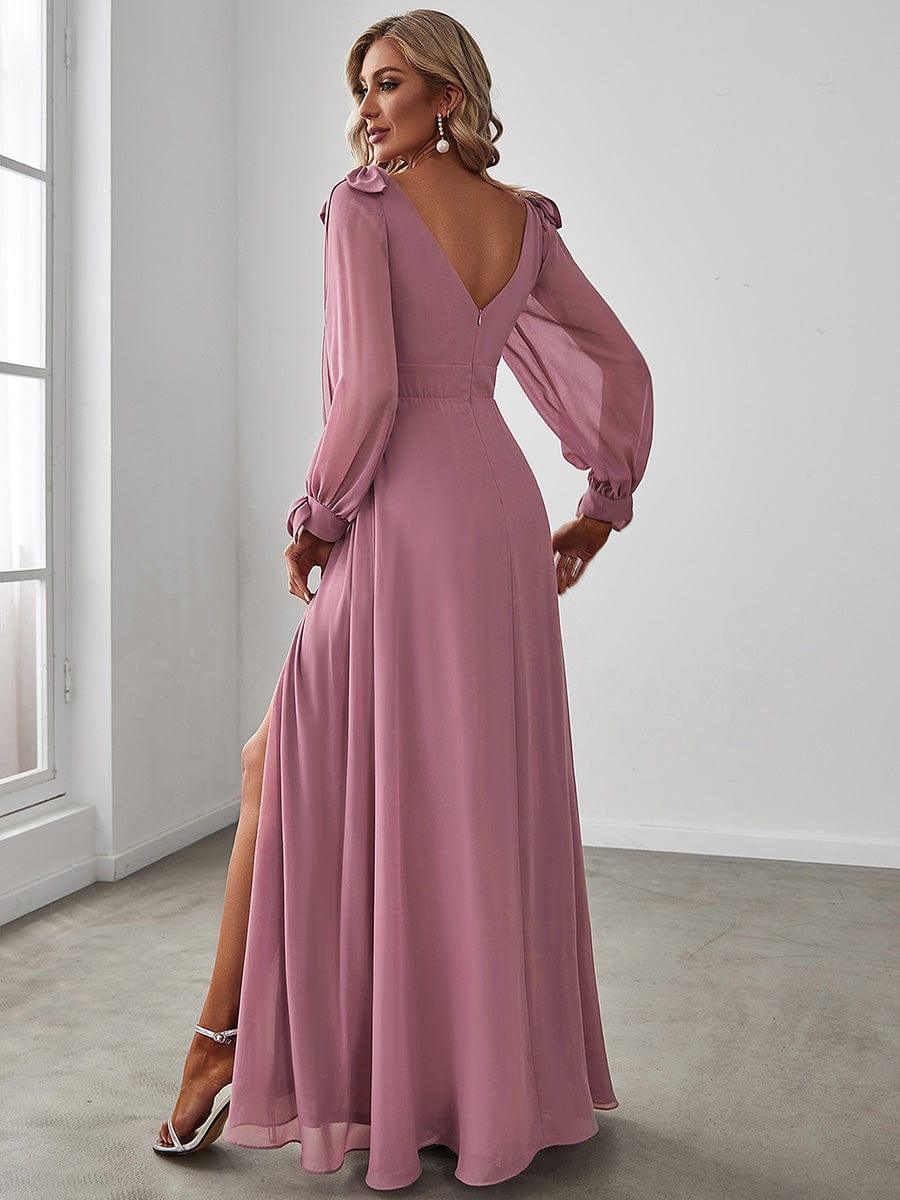 ever IVORY|Gentle Split Sleeve Low Back Thigh Slit Bridesmaid Dress - Image 23