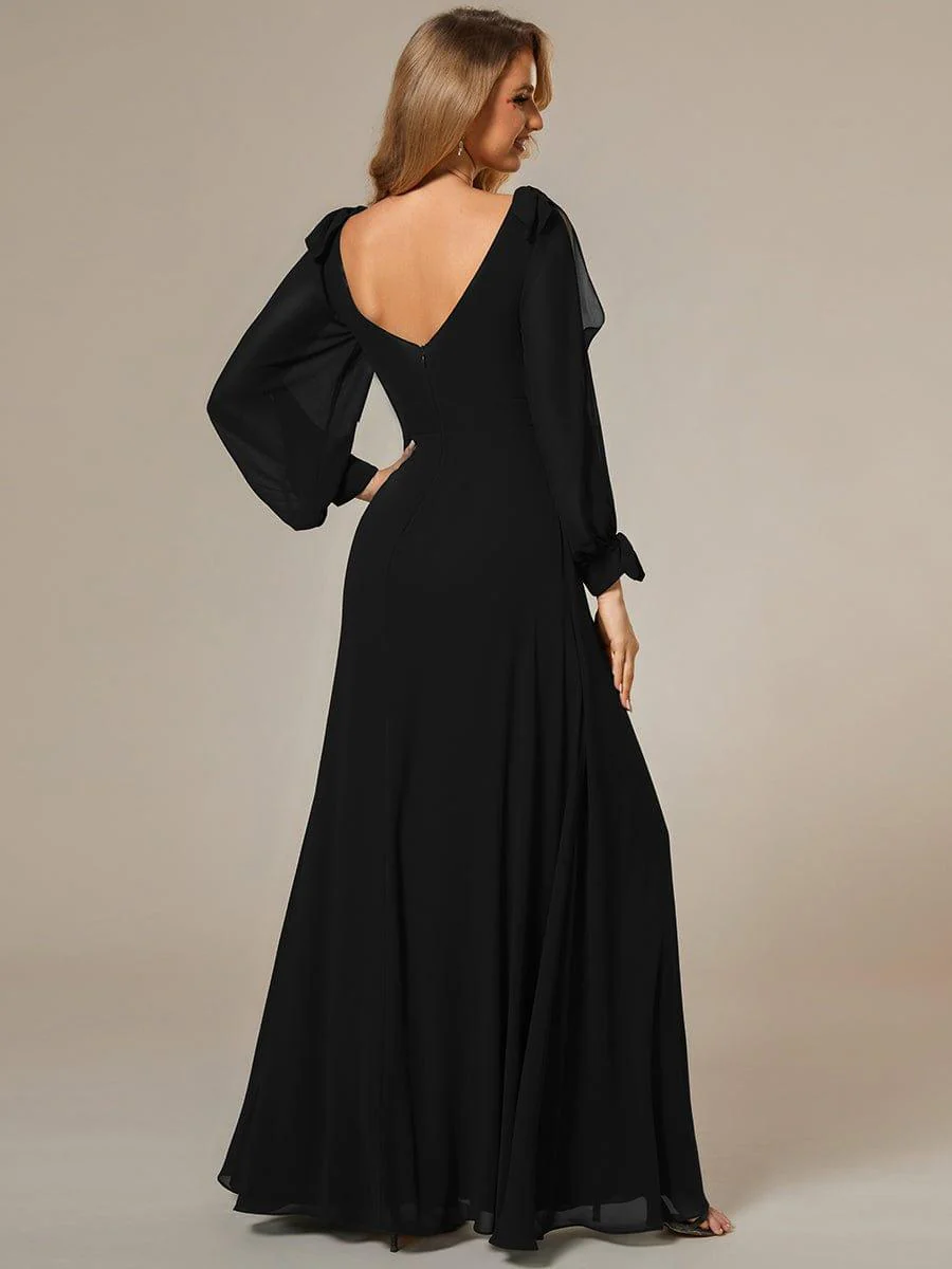 ever IVORY|Gentle Split Sleeve Low Back Thigh Slit Bridesmaid Dress - Image 32
