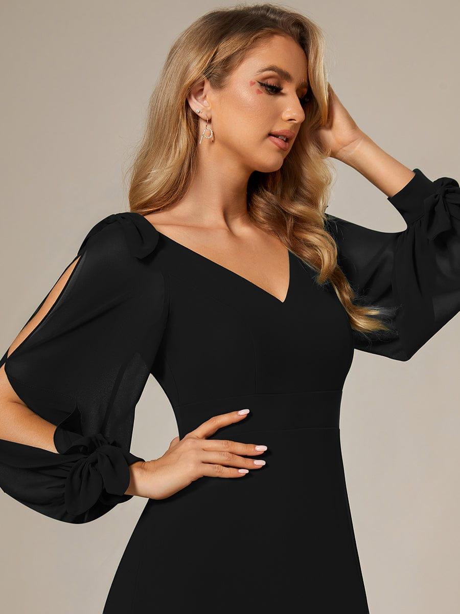 ever IVORY|Gentle Split Sleeve Low Back Thigh Slit Bridesmaid Dress - Image 33