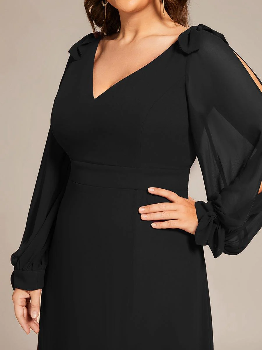 ever IVORY|Gentle Split Sleeve Low Back Thigh Slit Bridesmaid Dress - Image 38