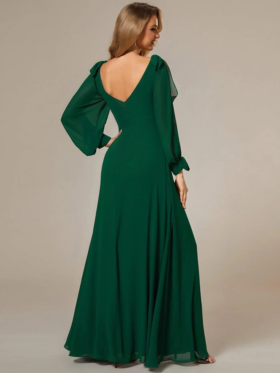 ever IVORY|Gentle Split Sleeve Low Back Thigh Slit Bridesmaid Dress - Image 40