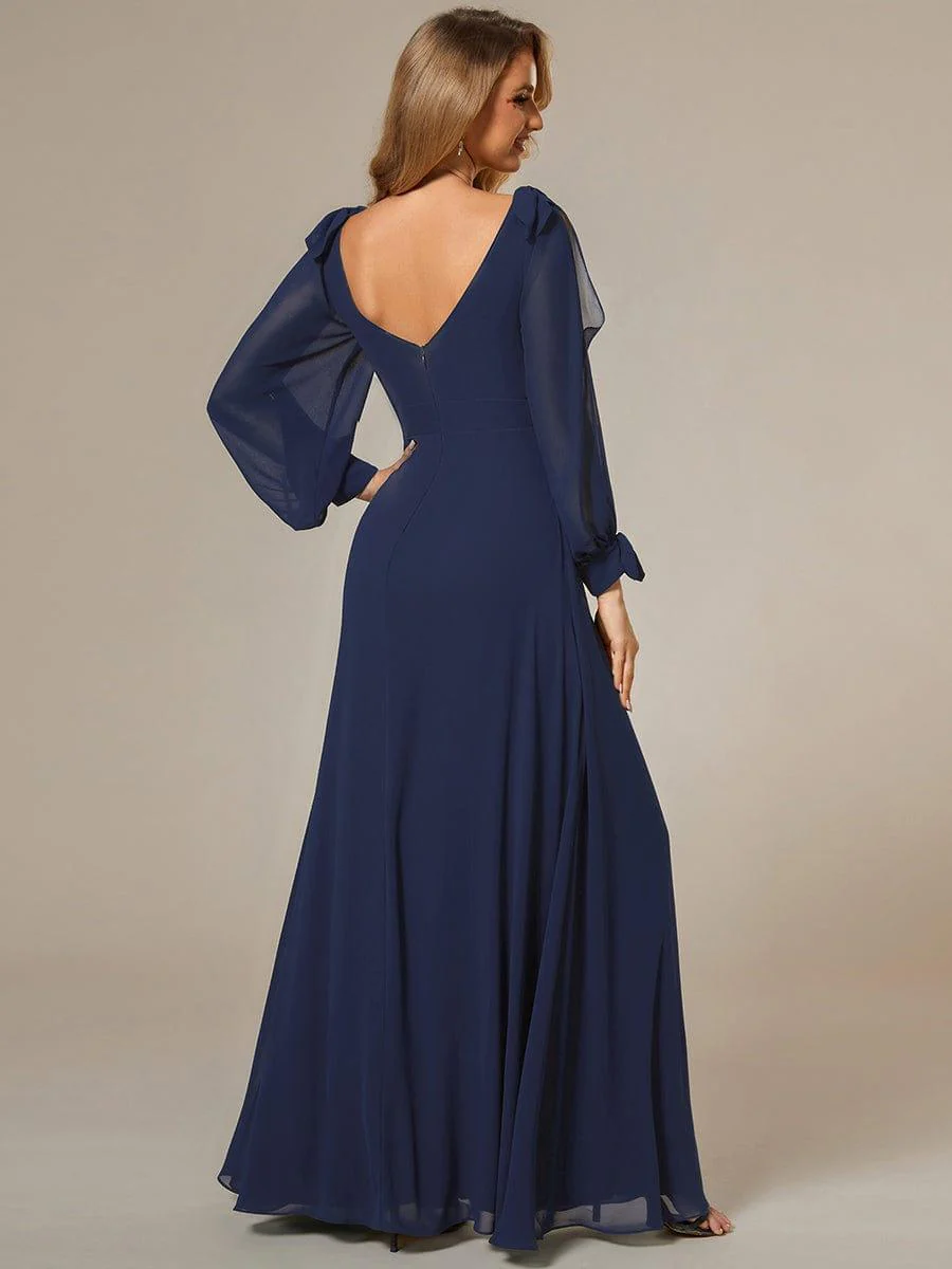 ever IVORY|Gentle Split Sleeve Low Back Thigh Slit Bridesmaid Dress - Image 48