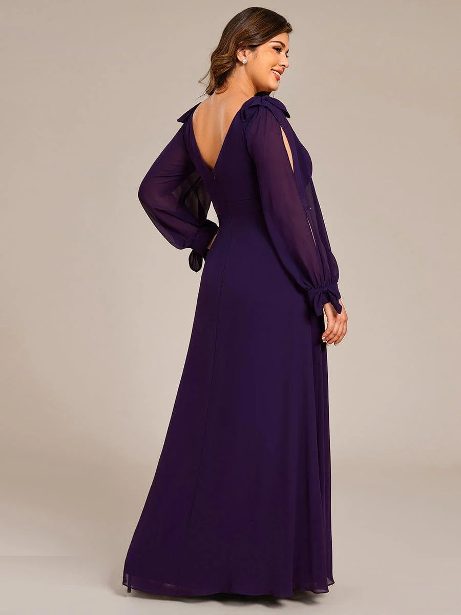 ever IVORY|Gentle Split Sleeve Low Back Thigh Slit Bridesmaid Dress - Image 69