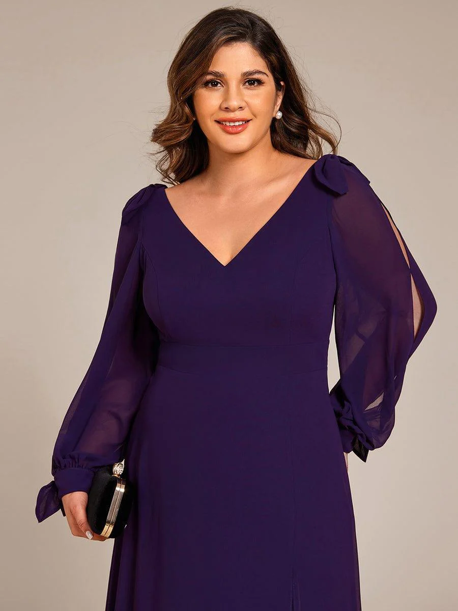 ever IVORY|Gentle Split Sleeve Low Back Thigh Slit Bridesmaid Dress - Image 70