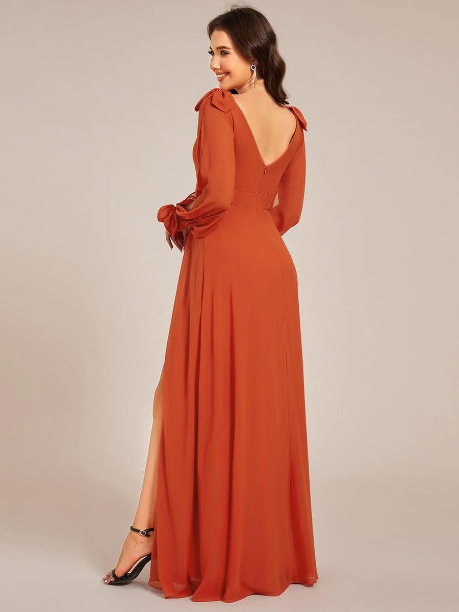 ever IVORY|Gentle Split Sleeve Low Back Thigh Slit Bridesmaid Dress - Image 72
