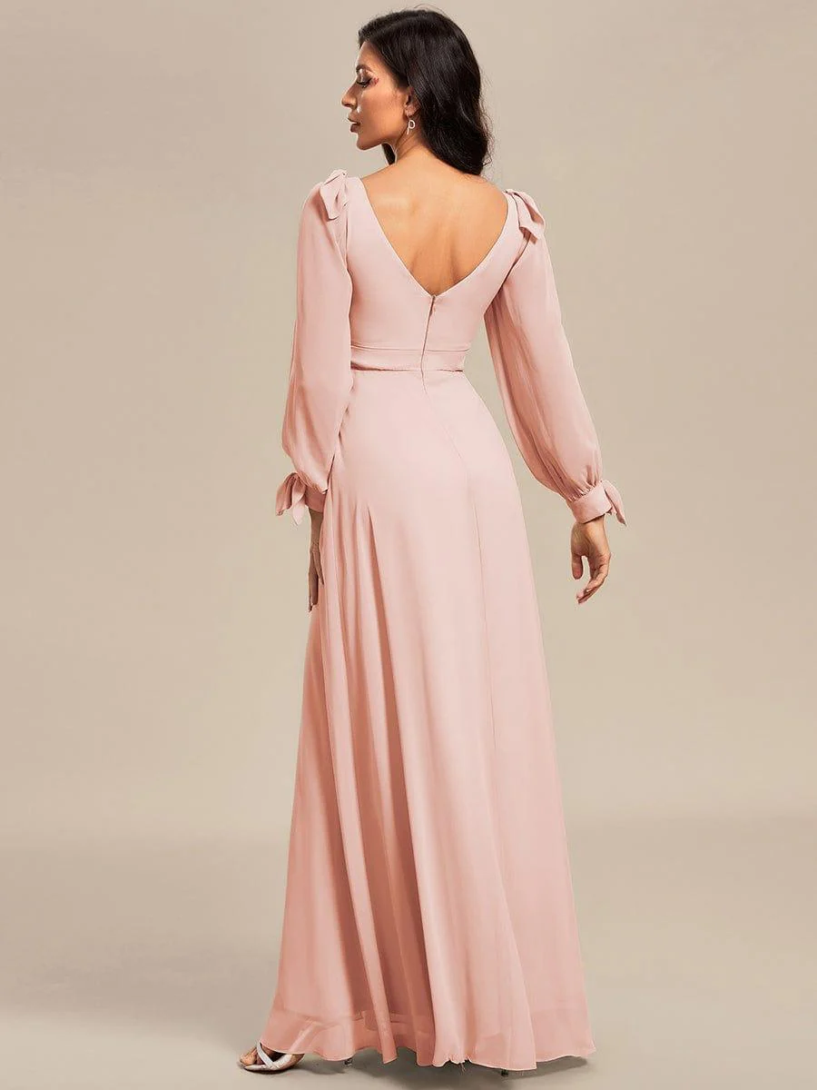 ever IVORY|Gentle Split Sleeve Low Back Thigh Slit Bridesmaid Dress - Image 80