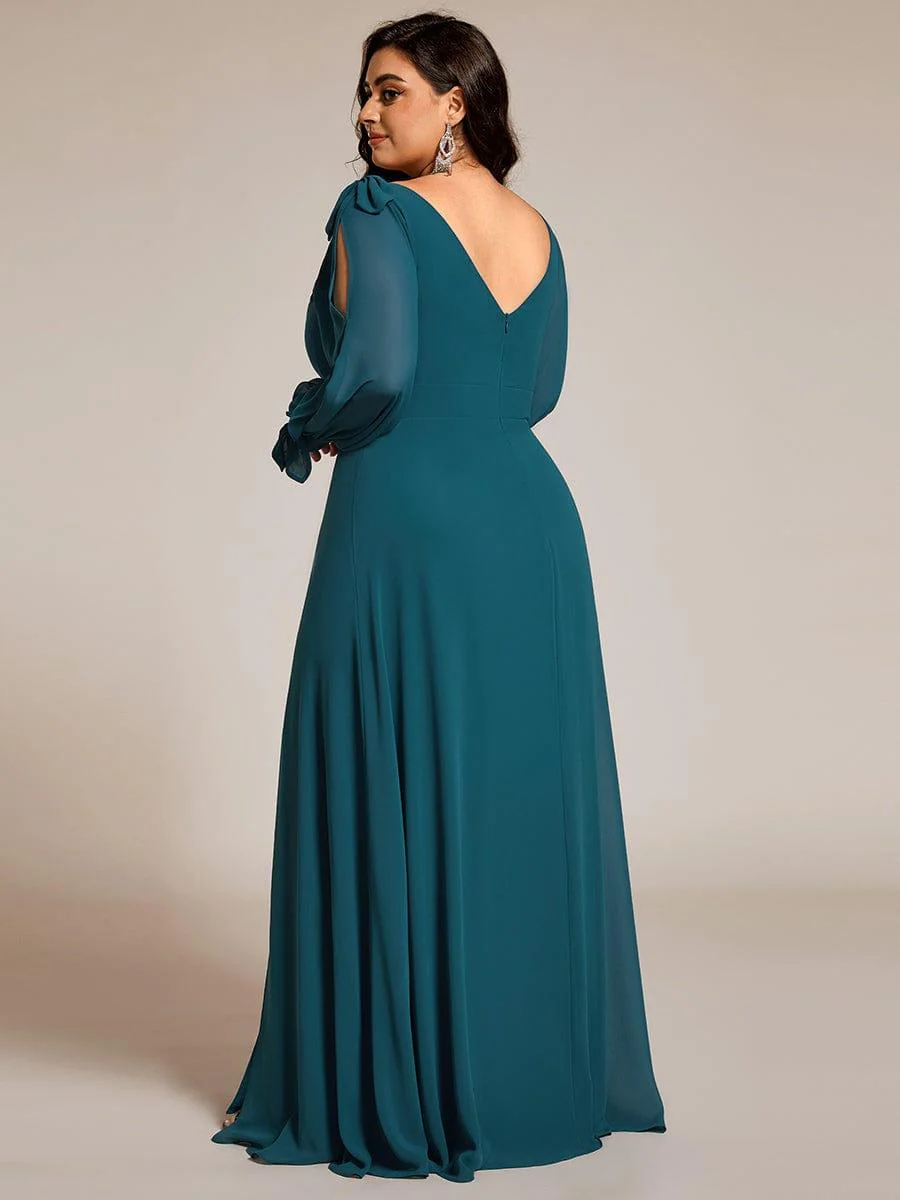 ever IVORY|Gentle Split Sleeve Low Back Thigh Slit Bridesmaid Dress - Image 95