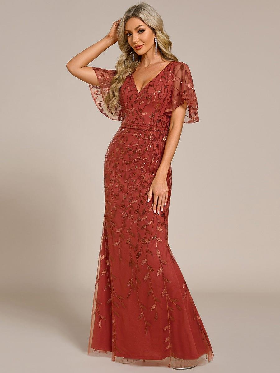 ever DIONE|Gorgeous V Neck Leaf-Sequined Fishtail Party Dress(Final Sale) - Image 112