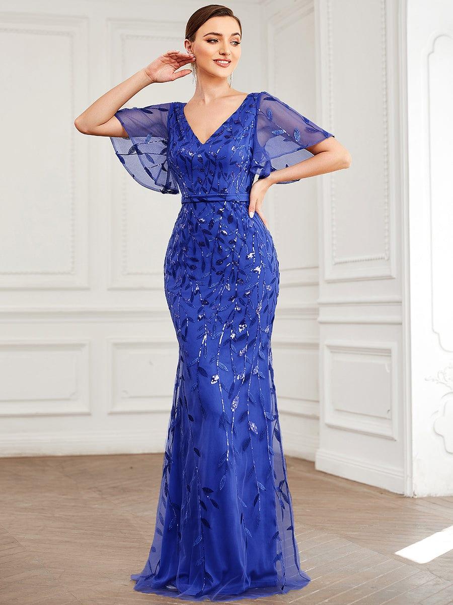 ever DIONE|Gorgeous V Neck Leaf-Sequined Fishtail Party Dress(Final Sale) - Image 122