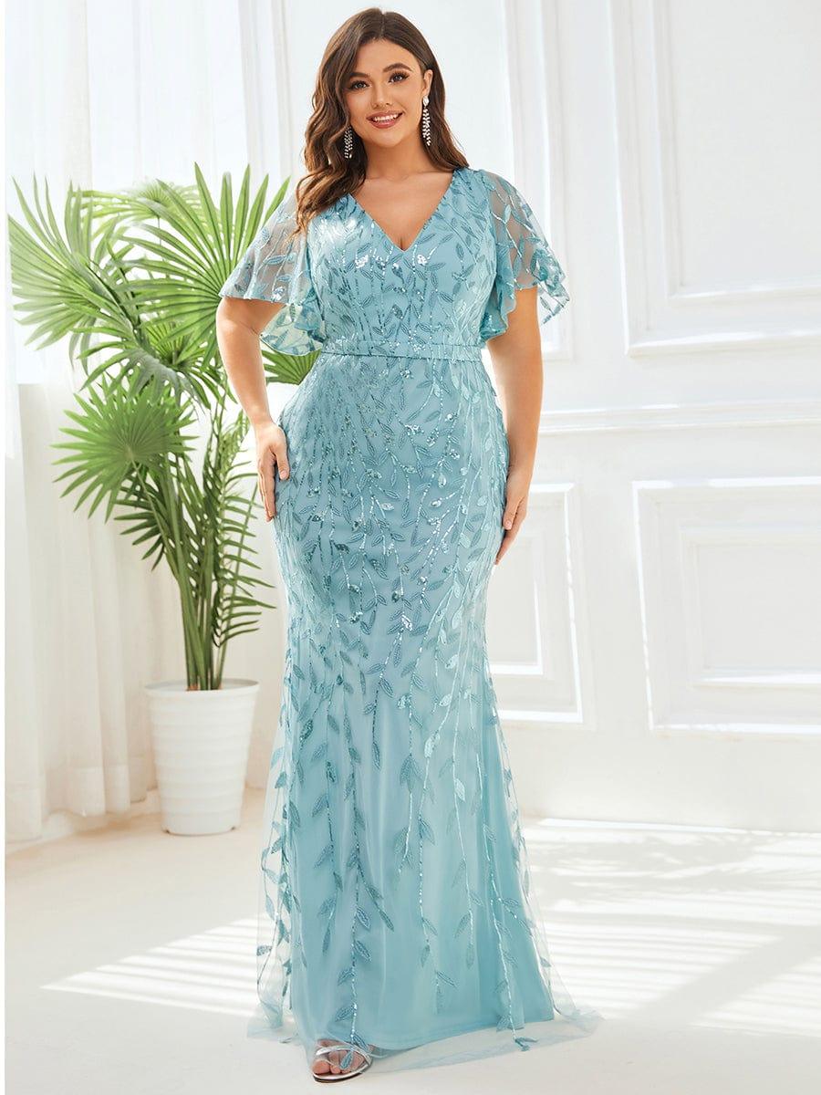 ever DIONE|Gorgeous V Neck Leaf-Sequined Fishtail Party Dress(Final Sale) - Image 29