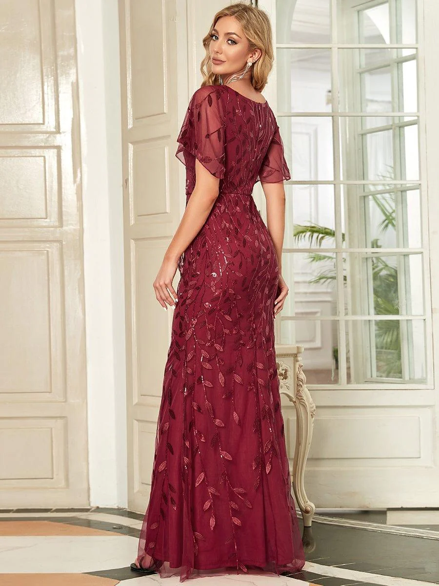 ever DIONE|Gorgeous V Neck Leaf-Sequined Fishtail Party Dress(Final Sale) - Image 33