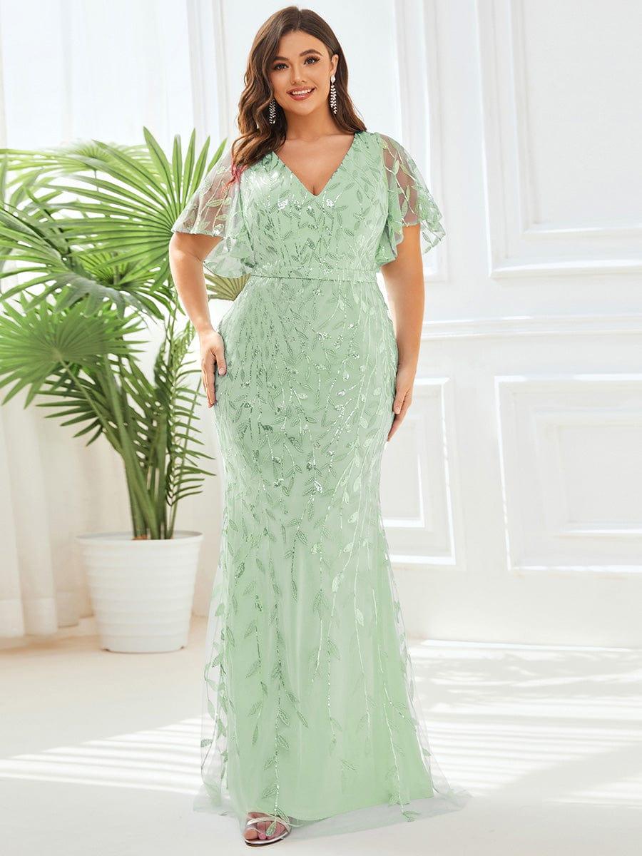 ever DIONE|Gorgeous V Neck Leaf-Sequined Fishtail Party Dress(Final Sale) - Image 91