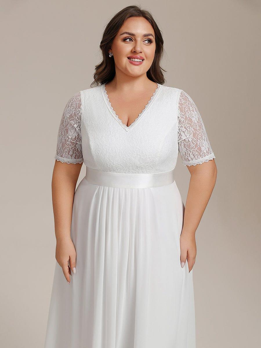 ever JOLEN|Half Sleeve V Neck Midi Wedding Guest Dress With Lace - Image 28