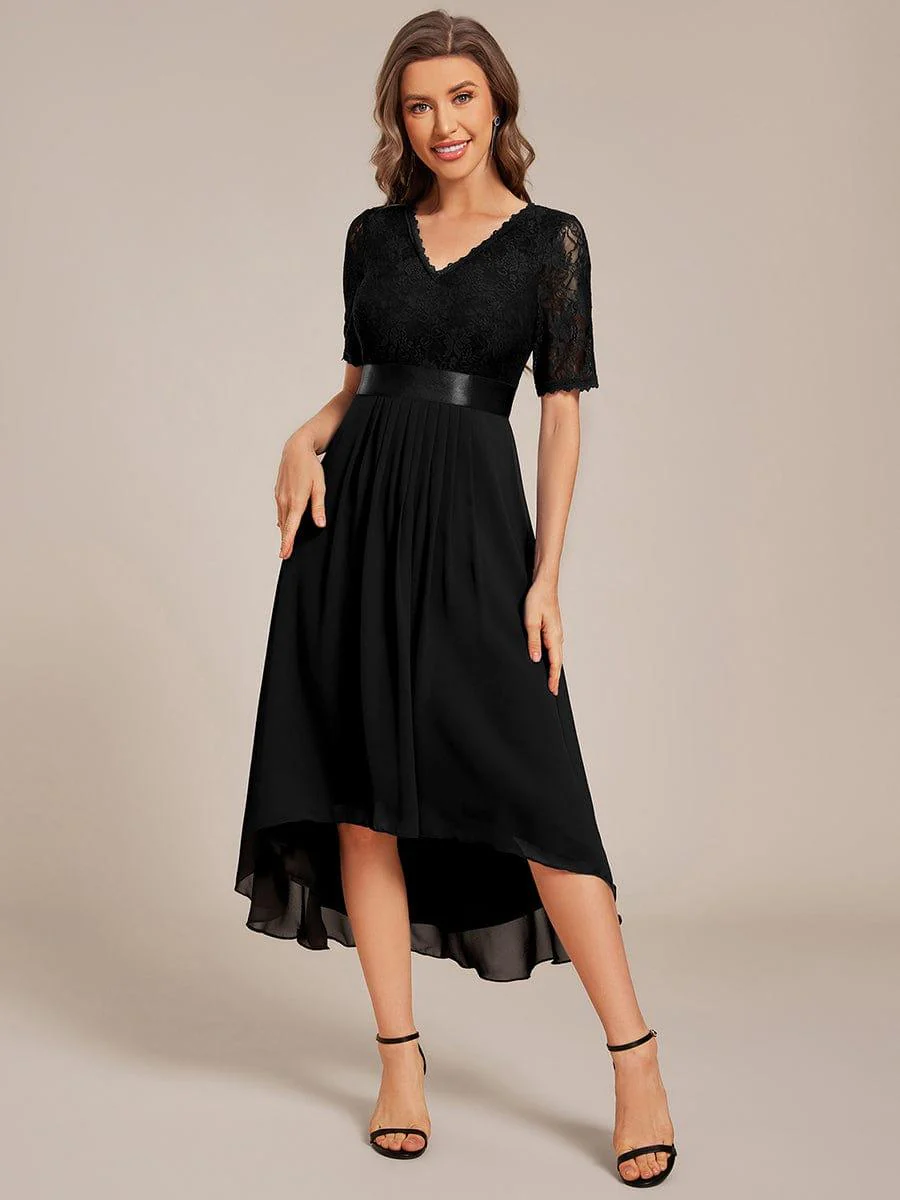 ever JOLEN|Half Sleeve V Neck Midi Wedding Guest Dress With Lace - Image 3