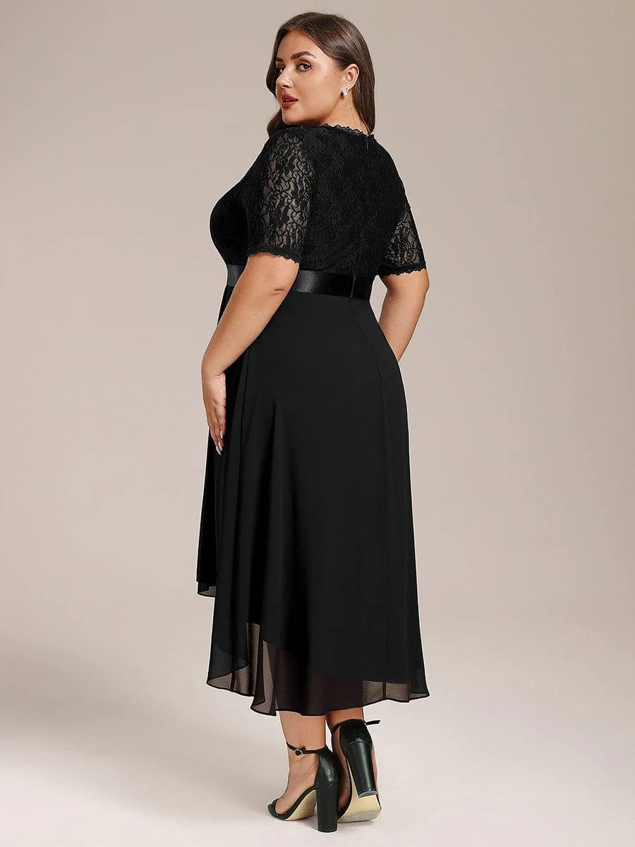 ever JOLEN|Half Sleeve V Neck Midi Wedding Guest Dress With Lace - Image 9