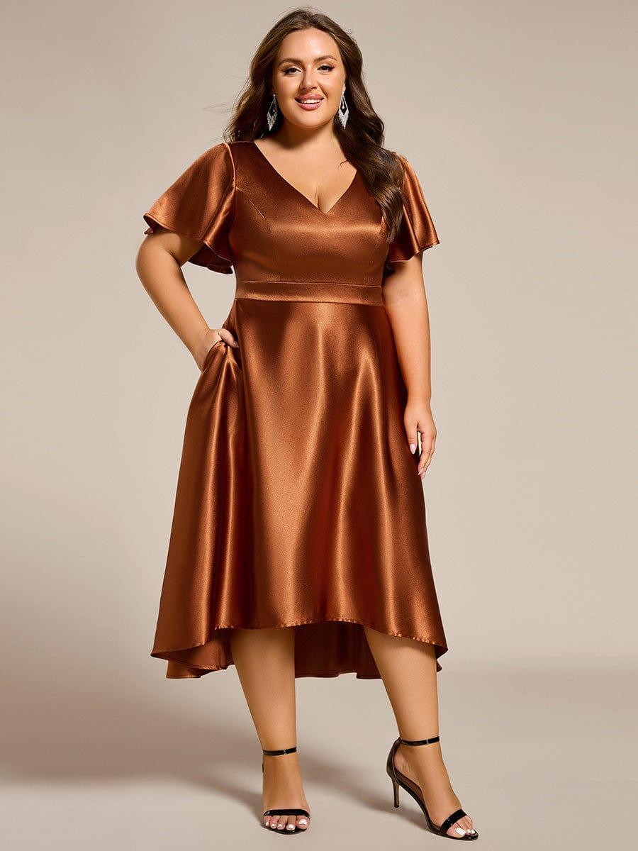 ever SCARLEN|High-Low Satin Bridesmaid Dress with Pockets - Image 13