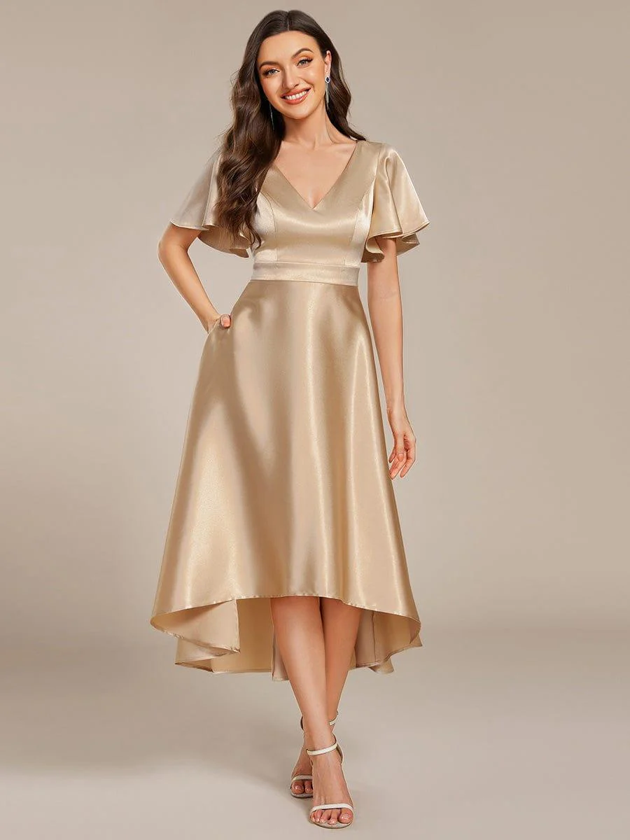 ever SCARLEN|High-Low Satin Bridesmaid Dress with Pockets - Image 15